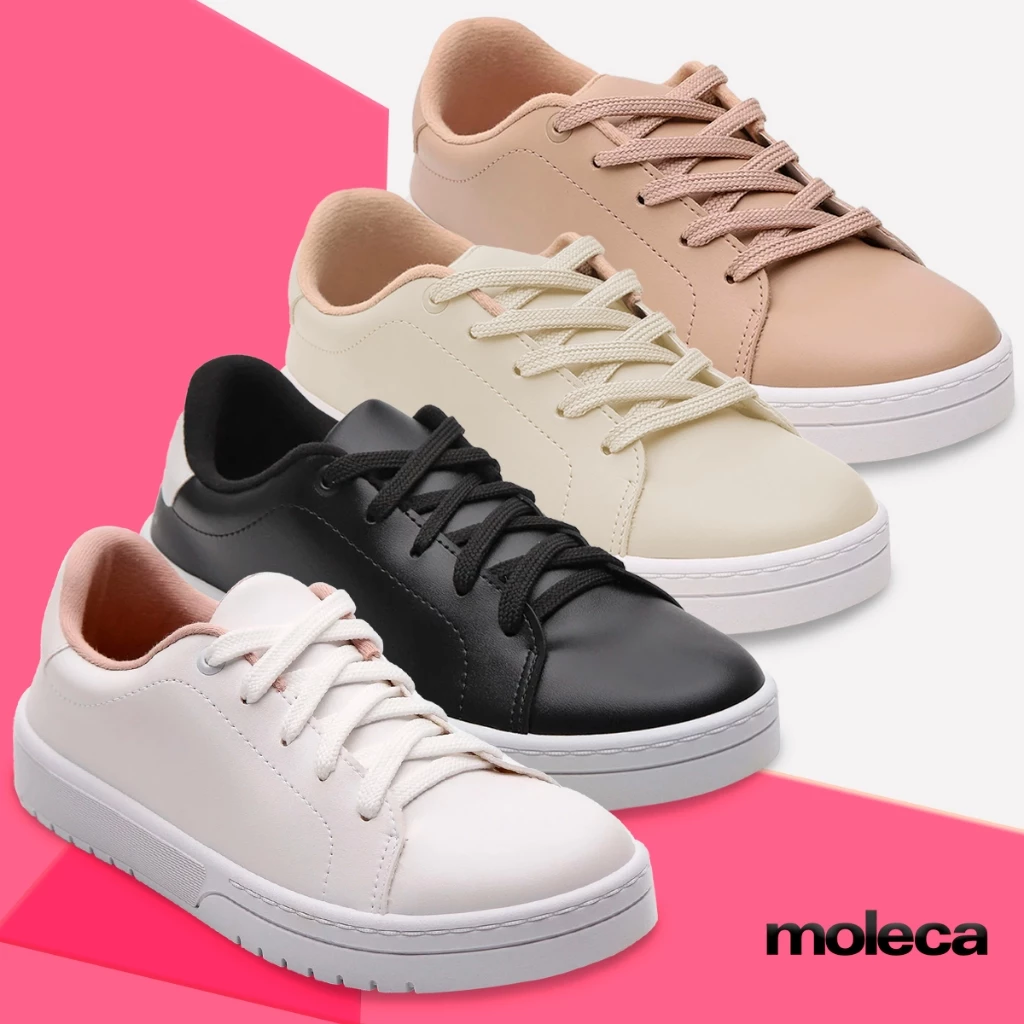 Tênis Moleca Feminino Básico Passeio Tênis Casual Base Reta Tênis Leve Versátil Palmilha Macia