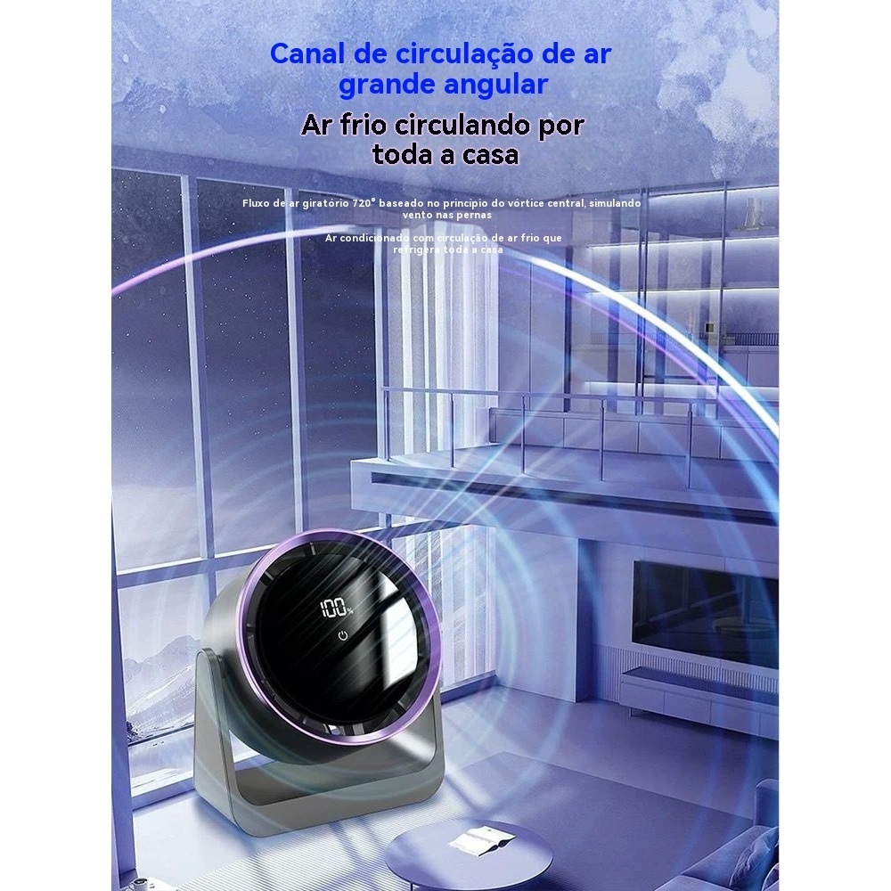 Ventilador de mesa para quarto, escritório, ciclo de trabalho，Portátil Com Display Led