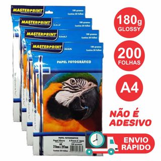 Papel Fotográfico 180g A4 Kit 200 folhas Glossy À Prova D'água em Oferta na Shopee