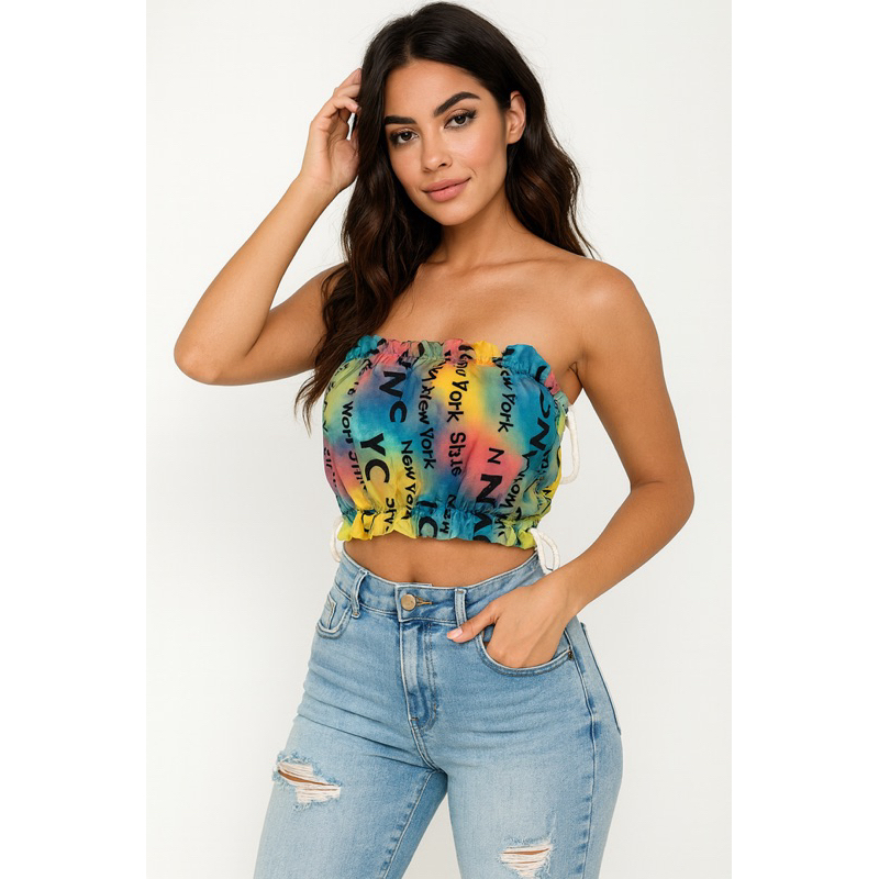 Top Cropped NYC Estampado com Bojo e Amarração nas Costas – Tecido Viscolycra | Tamanho Único em Oferta na Shopee