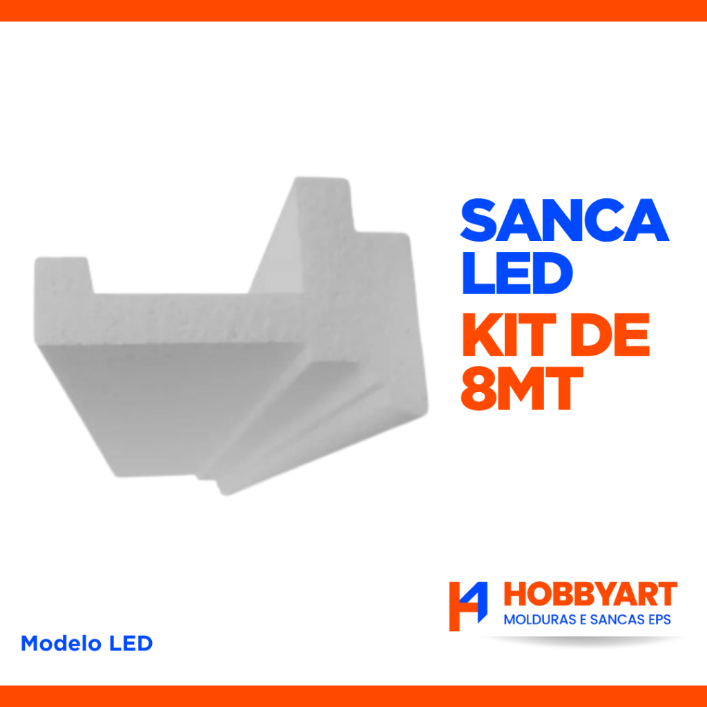 Sanca isopor para Spot e fita de Led kit 8 metros - LED
