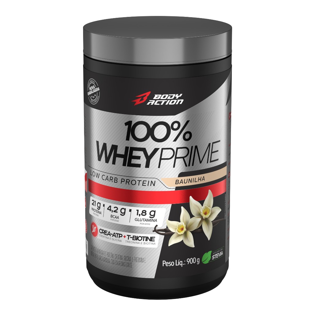 100% Whey Protein Concentrado Prime Low Carb 900g - Bodyaction em Oferta na Shopee