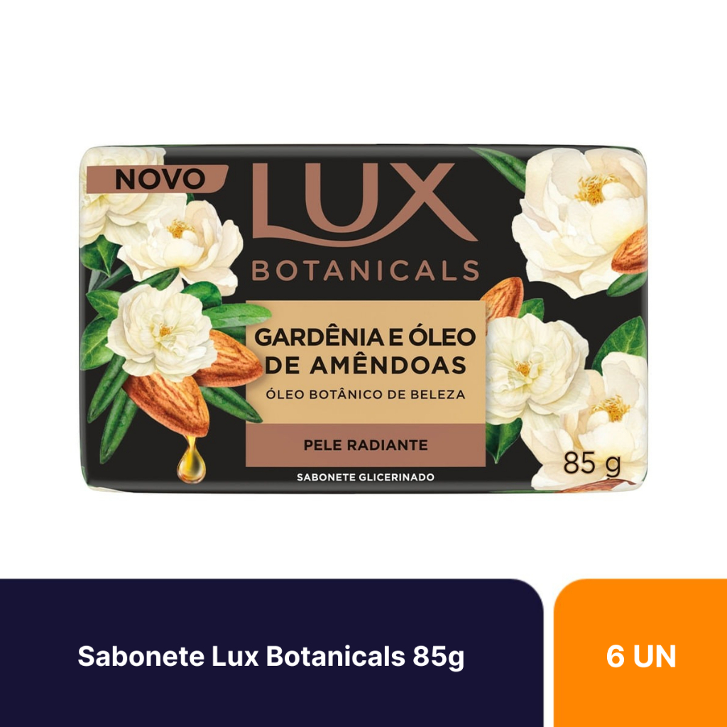 Kit 6un Sabonetes Em Barra Lux Botanicals Gardênia E Óleo De Amêndoas Com 85g