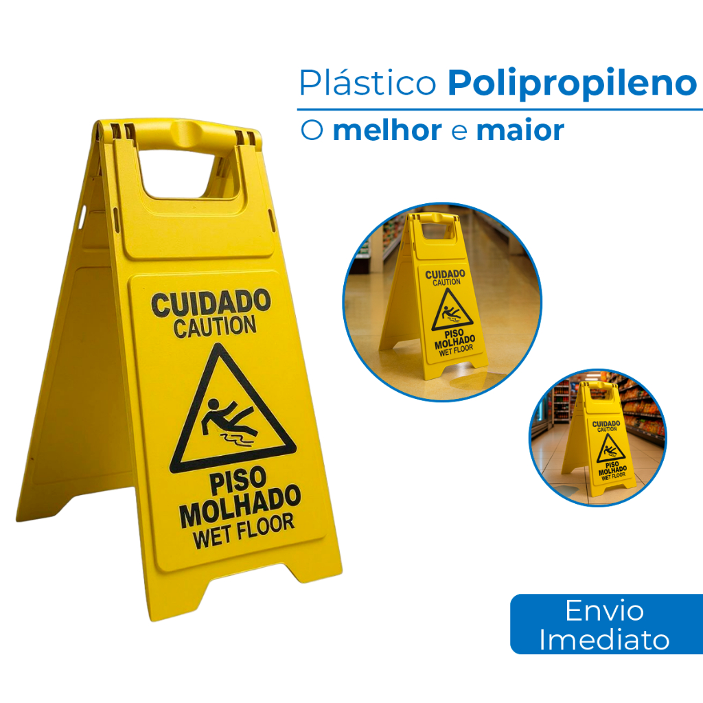 Placa de Sinalização Cuidado Piso Molhado em Oferta na Shopee