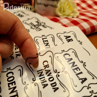 Kit 90 Adesivos para Potes Temperos – Etiquetas Organizadoras de Mantimentos 5x3cm em Vinil em Oferta na Shopee