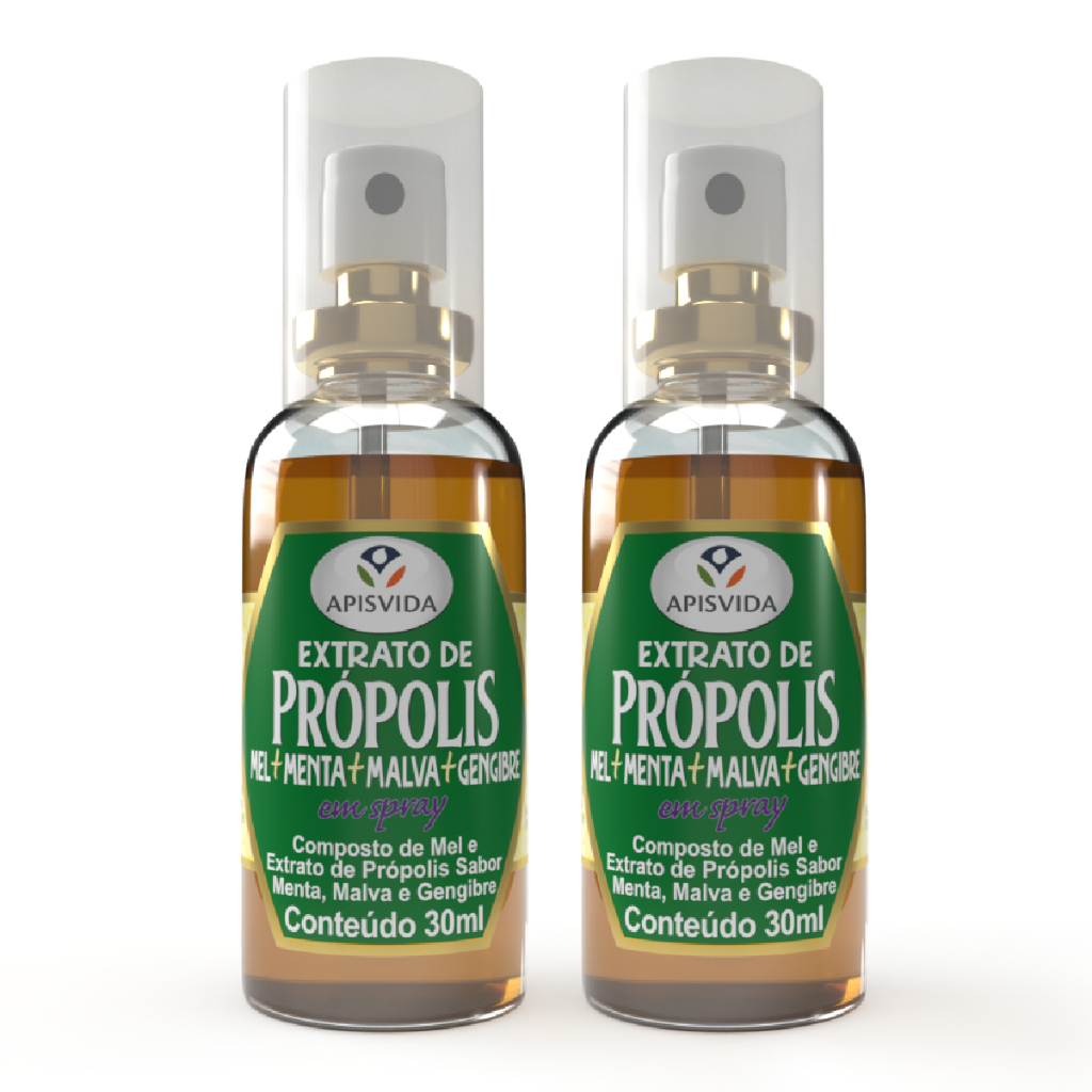 APISVIDA Kit 2 Spray Própolis Verde com Gengibre | 30mL | Extrato Natural de Própolis com Gengibre em Oferta na Shopee