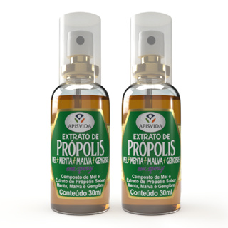 APISVIDA Kit 2 Spray Própolis Verde com Gengibre | 30mL | Extrato Natural de Própolis com Gengibre em Oferta na Shopee