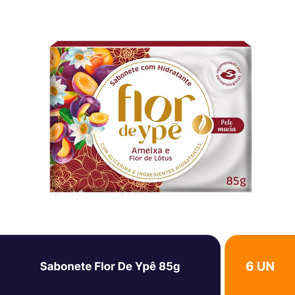 Kit 6un Sabonetes Em Barra Flor De Ypê Ameixa E Flor De Lótus Com 85g em Oferta na Shopee