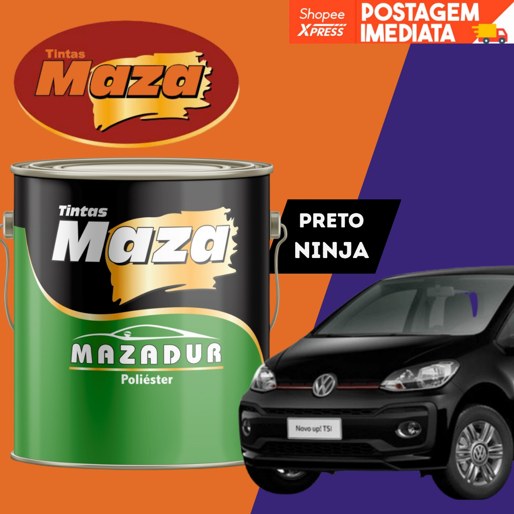 TINTA POLIESTER PRETO NINJA VW (05) 900ML MAZA em Oferta na Shopee