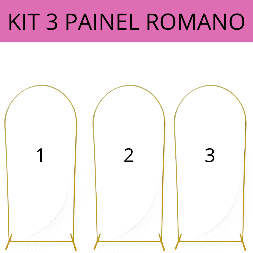 KIT 3 Painel Arco Romano de Ferro 2x1m | Arco Desmontável para Decoração de Festas | Alta Qualidade