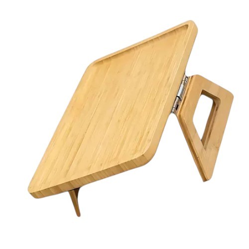 Bandeja Retangular Dobrável Bambu Braço de Sofá 33cmx23cm-Lyor