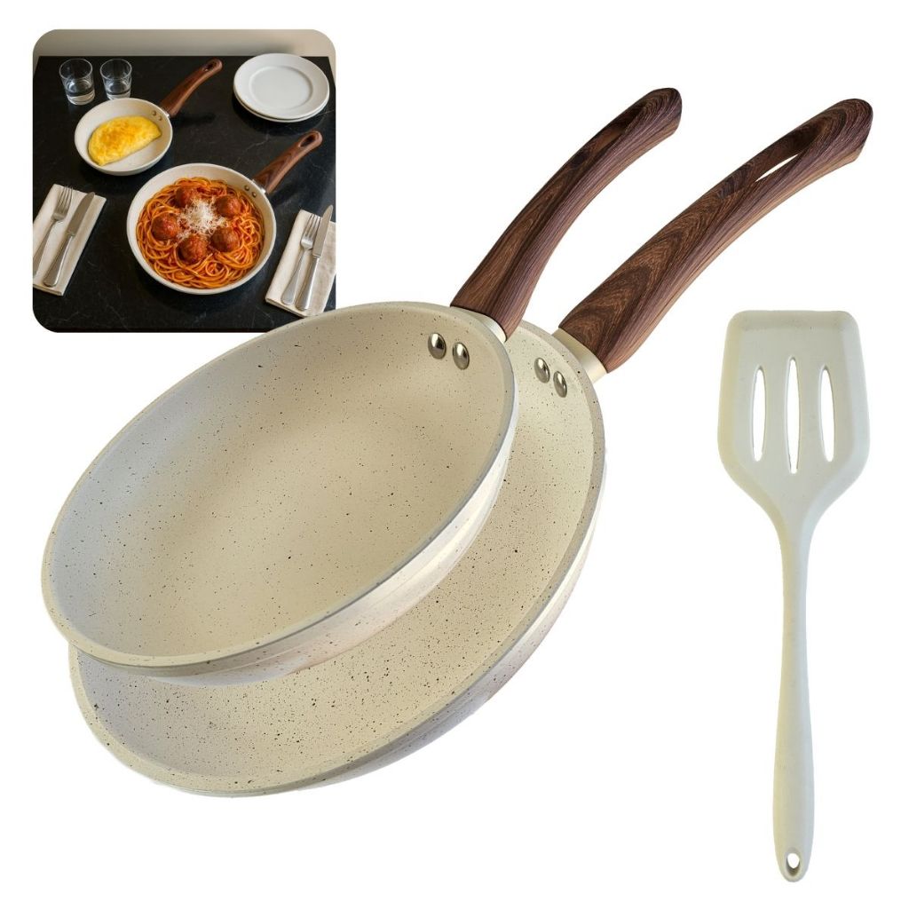 Imagem Kit 2 Frigideiras Cerâmicas Antiaderentes Premium Compatível com Fogão Indução Gás e Cooktop Linha Profissional