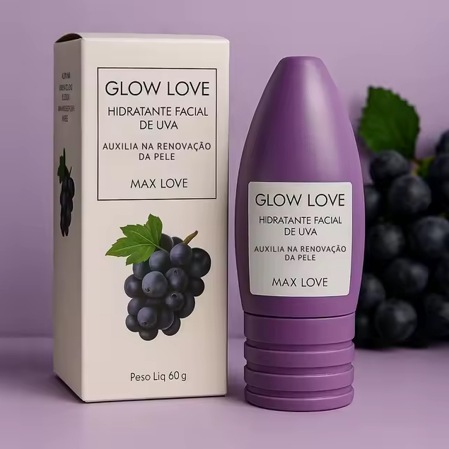Hidratante Facial de Uva Glow Love Max Love 60g – Ácido Hialurônico, Niacinamida e Vitamina E em Oferta na Shopee