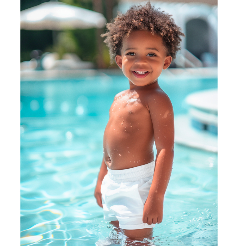 Bermuda Infantil Unissex Branca Lisa Tactel Banho Seca Rápido Praia Lazer