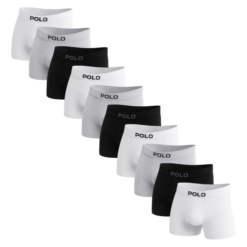 Kit 10 Cuecas Boxer Microfibra Poliamida Sem Costura Seamless Alta Elasticidade Sortido - POLO STAR