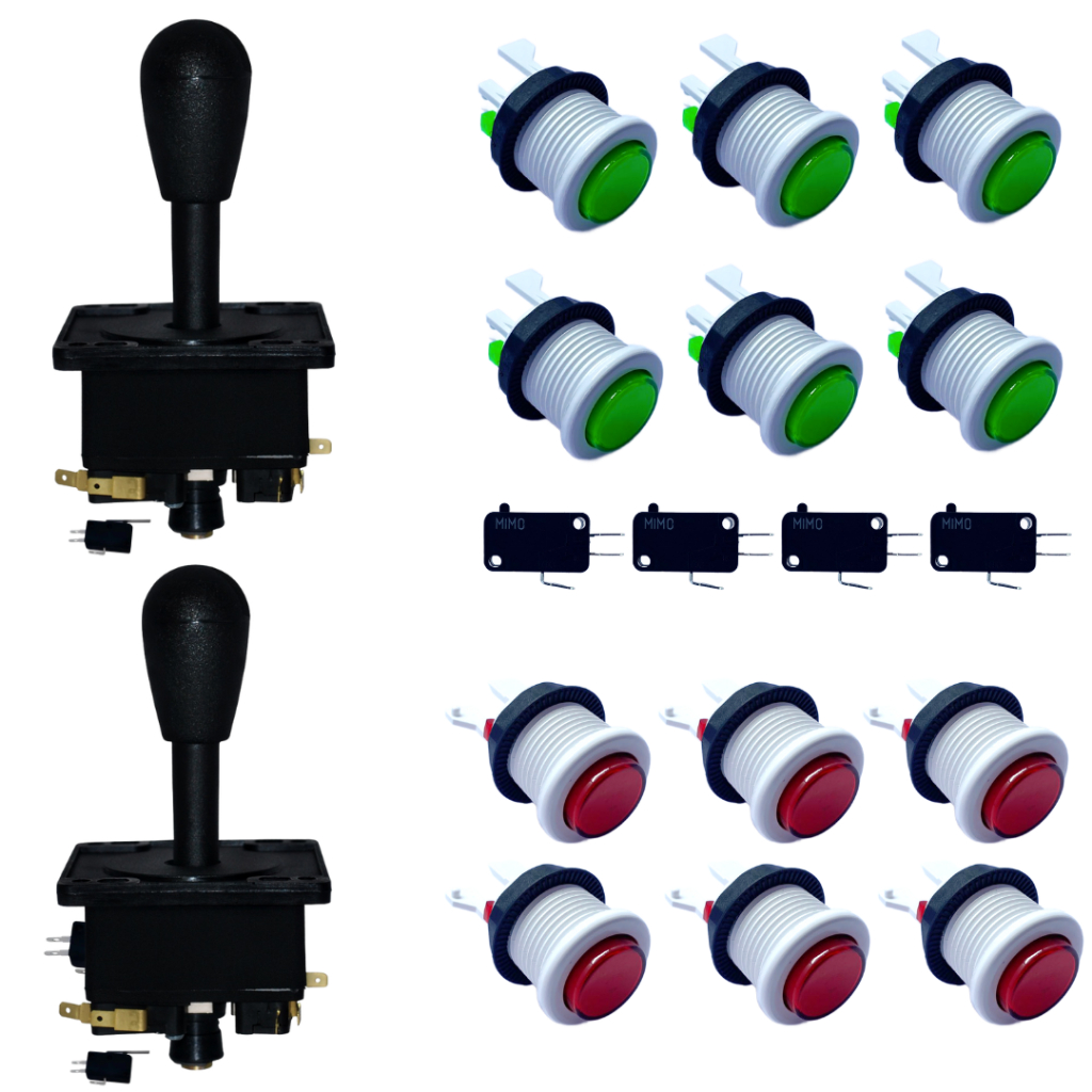 Kit 12 Botões Acrílico Arcade Fliperama 2 Comando Joystick