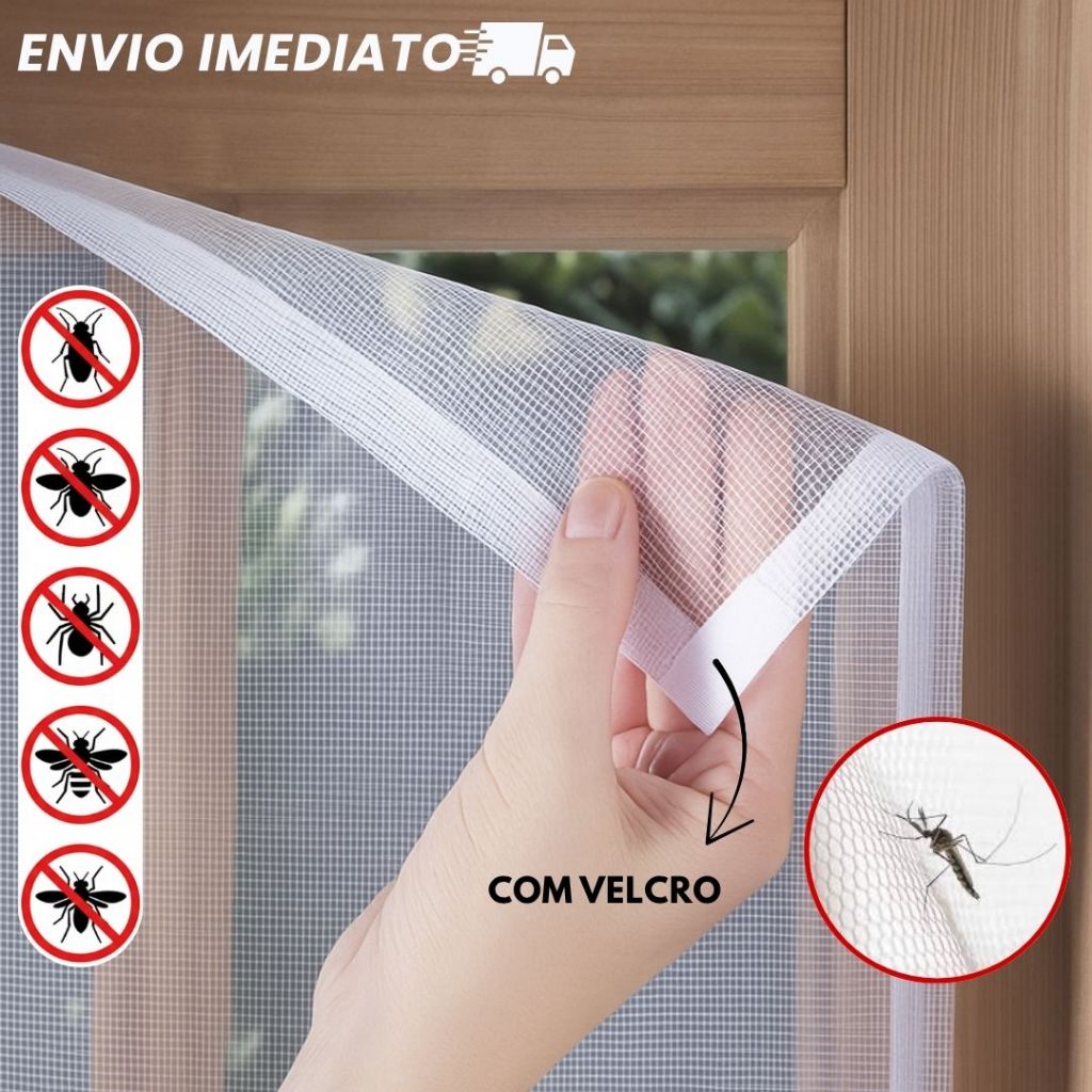 Tela de Mosquito Mosquiteira Proteção Insetos Mosquito Pernilongo Casa Crianças e Adultos com Velcro