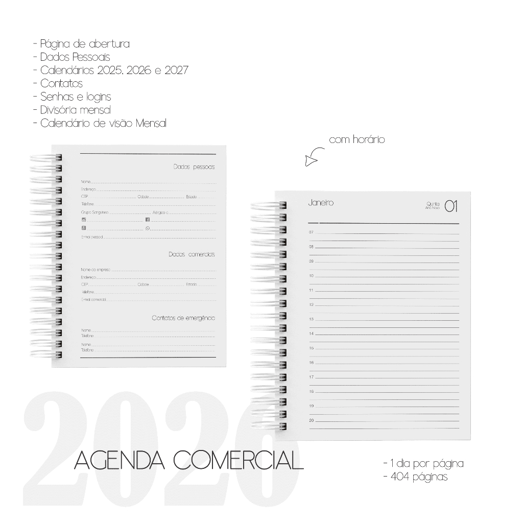 Agenda Comercial 2026 - Personalizada com logo ou sua arte - agenda com nome