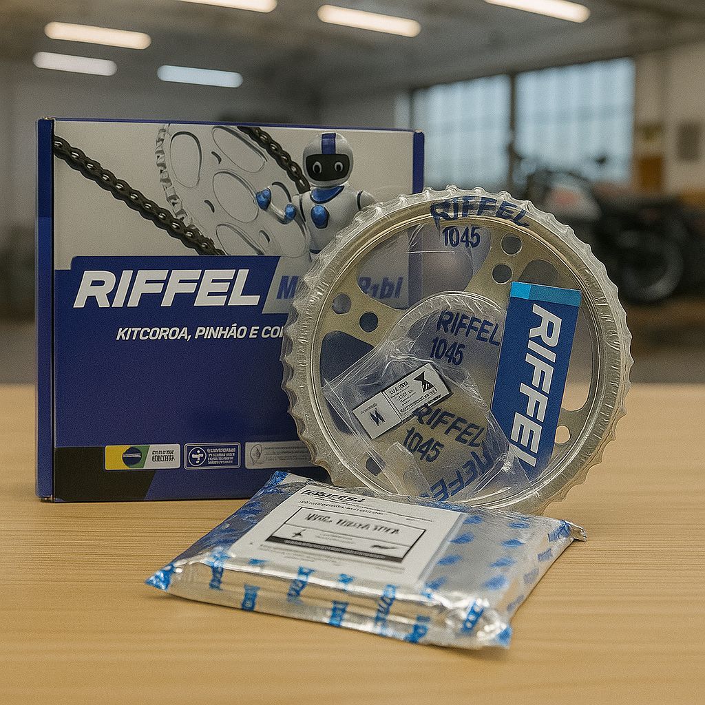 Kit Riffel Transmissão CG-Today-Titan 84-99 Corrente Aço Pinhão Coroa