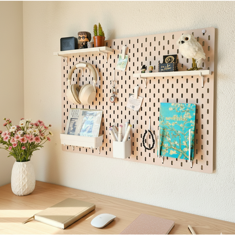 Painel para Organização Pegboard Setup/Estudos/Ateliê Horizontal 76x56cm Rosa em Oferta na Shopee