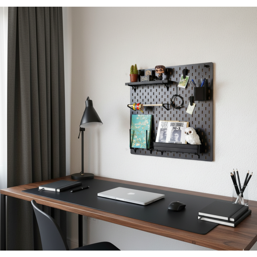 Painel Pegboard GEEK Estudo & Organização 56x56cm Preto em Oferta na Shopee
