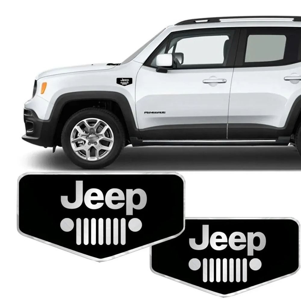 Par Emblema Brasão Lateral Jeep Renegade Compass Commander Resinado
