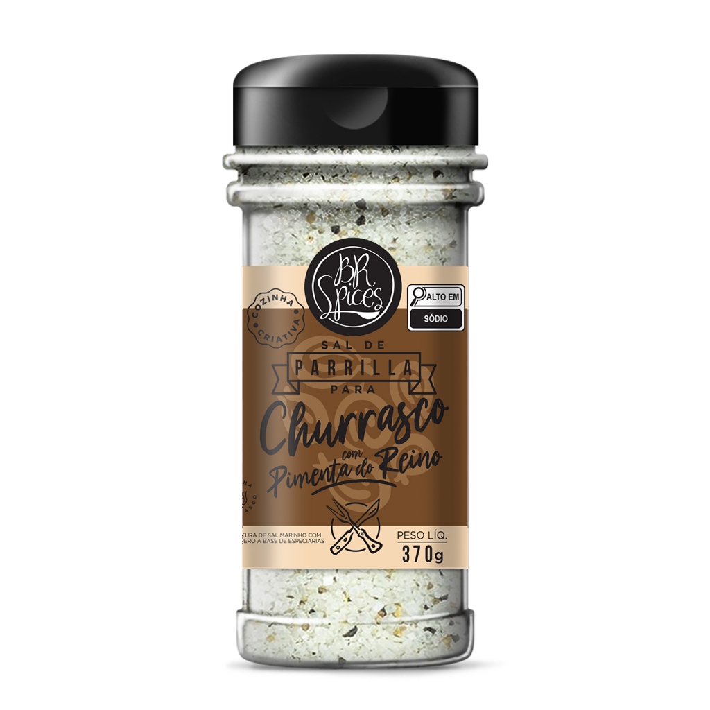 Sal De Parrilla Com Pimenta Do Reino BR Spices Pote 370G em Oferta na Shopee