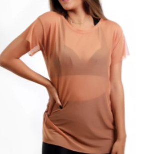 Blusa Feminina De Tule Transparente Academia Fitness Camisão Moda Estilosa Tendencia 2025 Verão