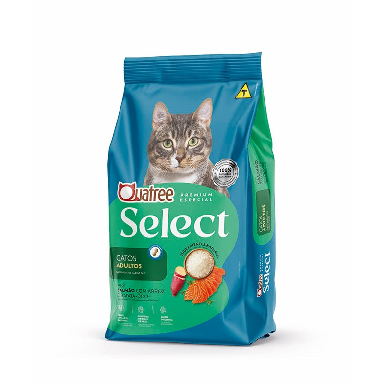 Ração Quatree Select para Gatos Adultos sabor Salmão e Arroz 10.1 Kg em Oferta na Shopee