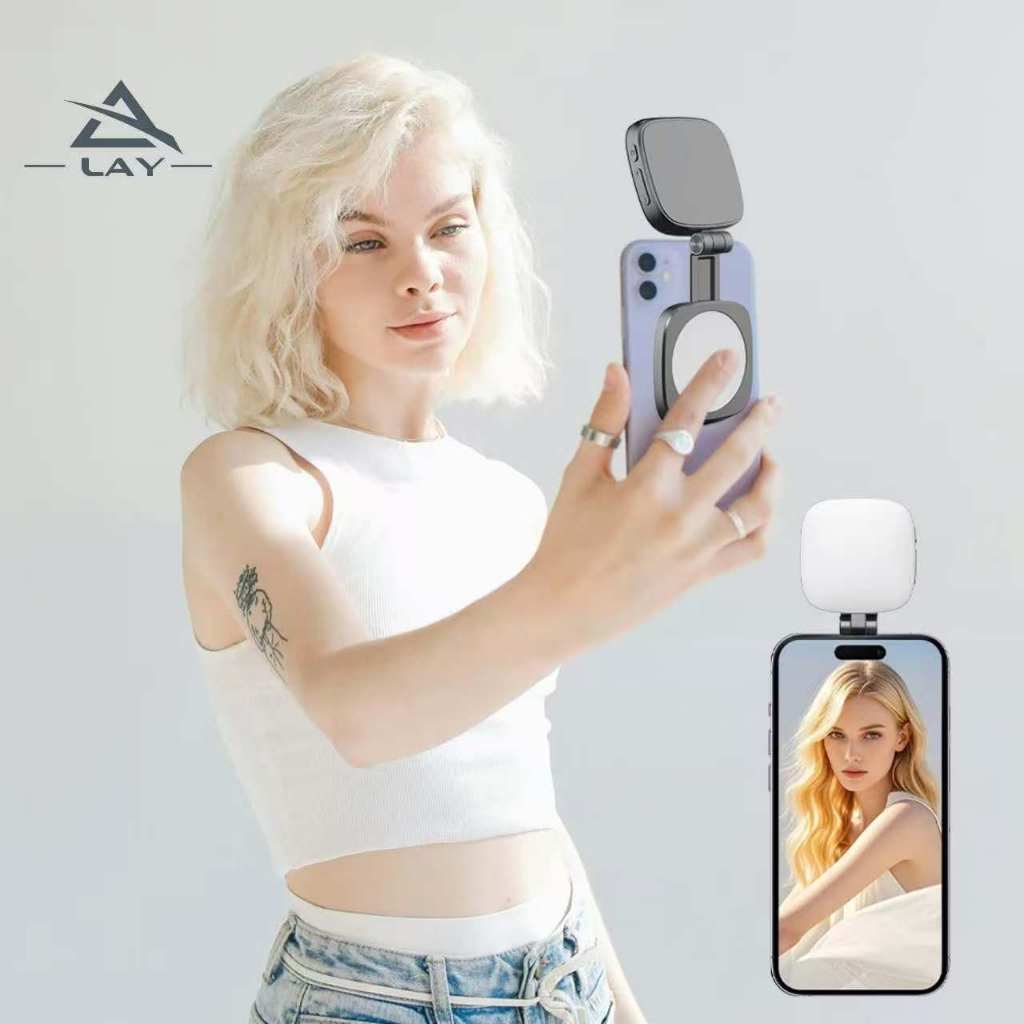 Luz magnética para selfies portátil celular, com espelho maquiagem ao ar livre, iluminação estúdio-M27
