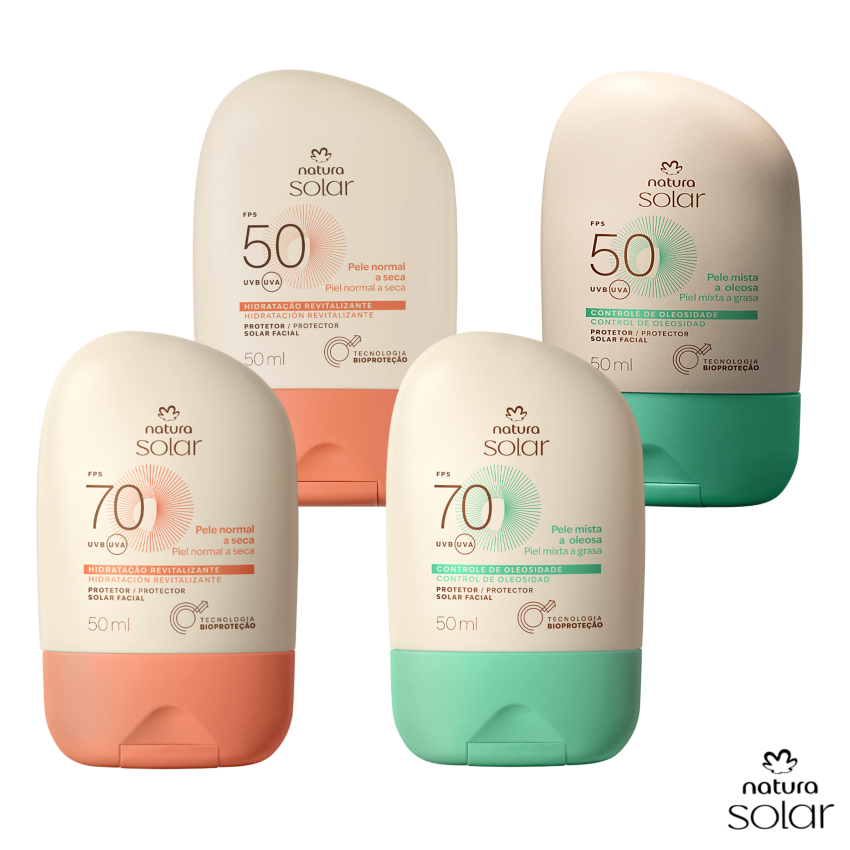 Protetor Solar Facial Natura Solar FPS 50 ou FPS 70 - 50ml: Pele Mista a Oleosa ou Pele Normal a Seca (a escolher) em Oferta na Shopee