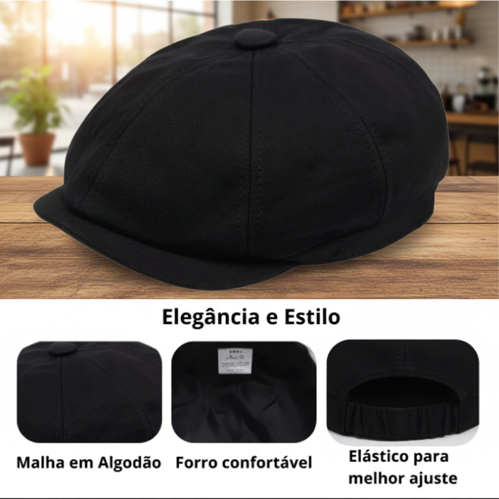 Boina Masculina Peaky Blinders Inglesa Vintage Retrô Algodão Ajustável Clássica Moda Ref: ZS-3
