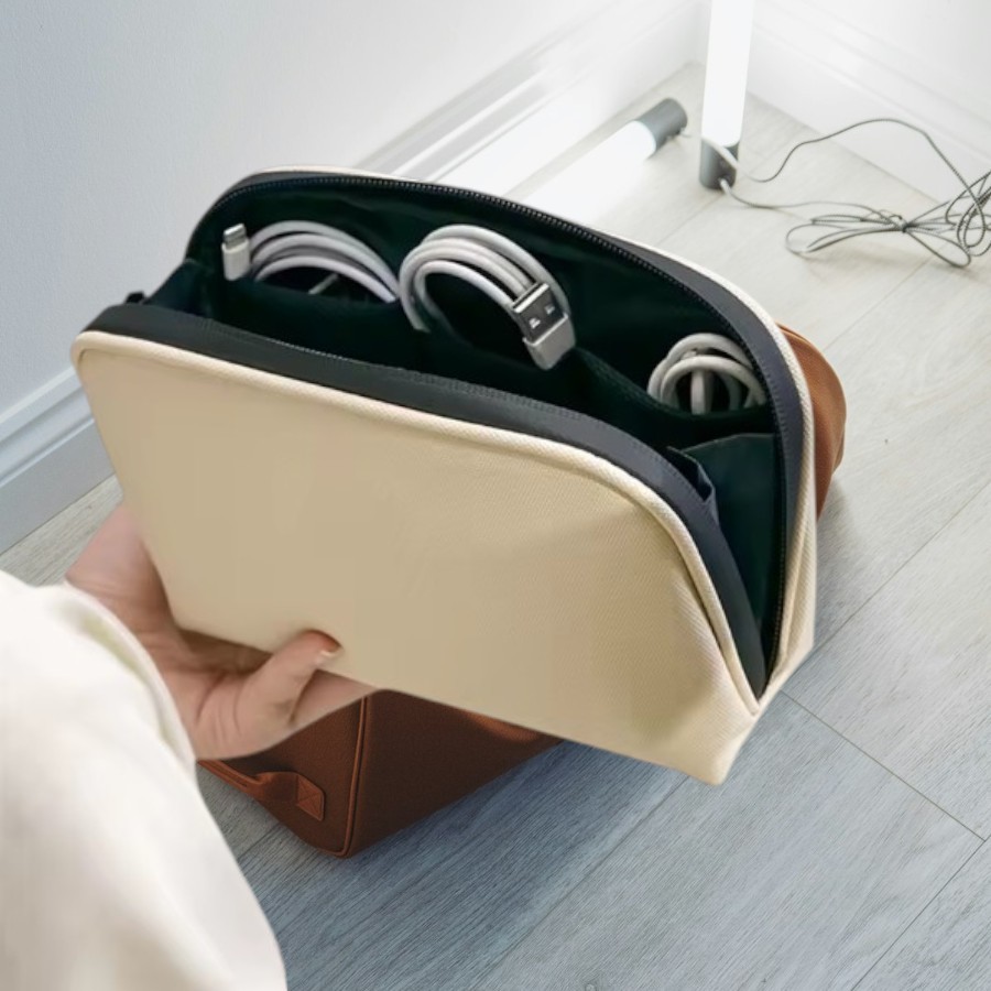 Necessaire Bolsa cabos e acessórios, Produtos De maquiagem Pessoal À Prova D'água De Armazenamento em Oferta na Shopee