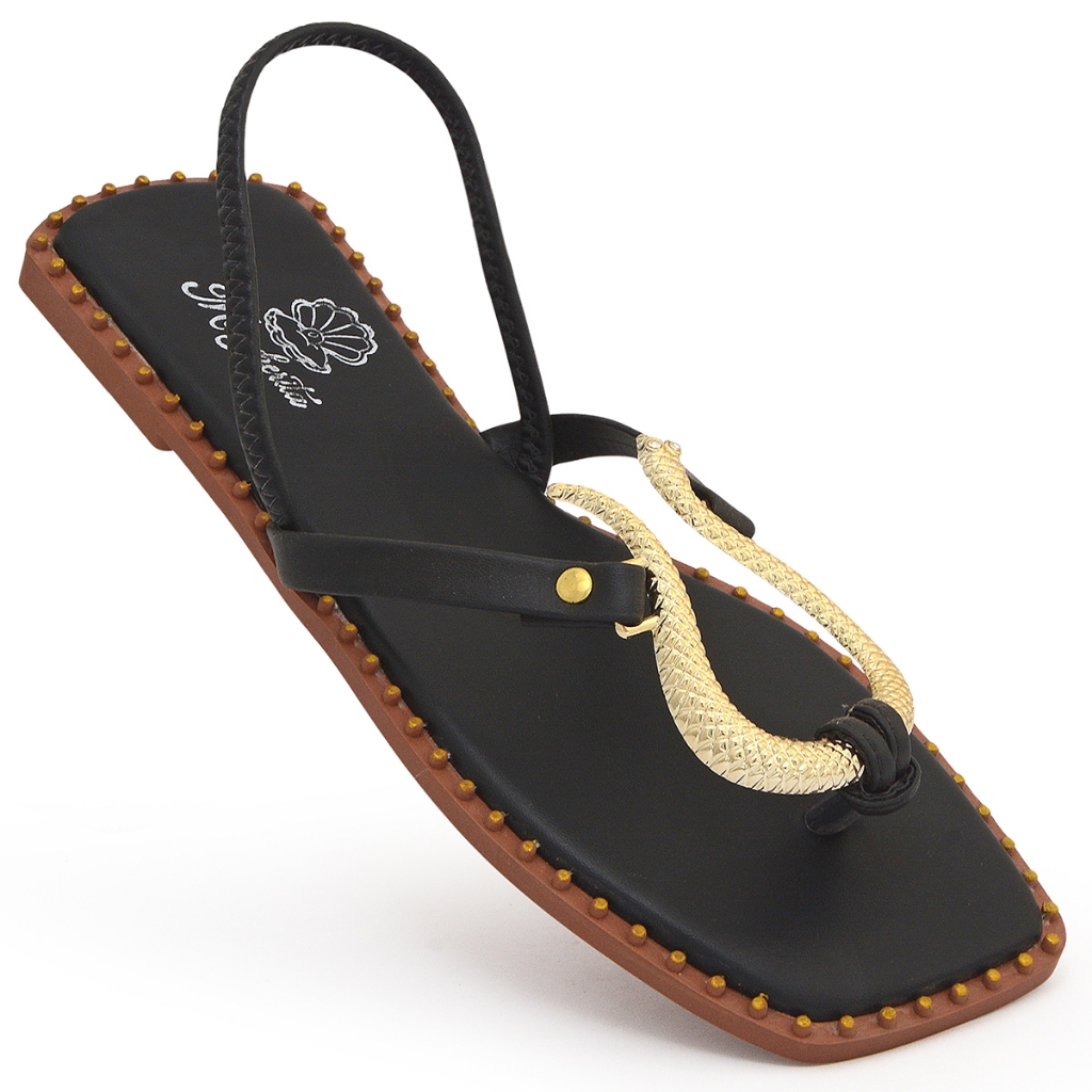 Sandália Rasteira Chinelo Feminina Adulto Confortável Macia Leve Serpente Com Regulagem Elegante
