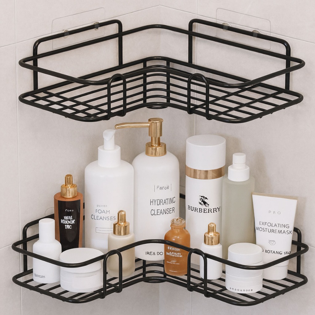 Suporte de Canto Porta Shampoo Sabonete Prateleira Para Banheiro Cantoneira Organizador com Adesivo em Oferta na Shopee