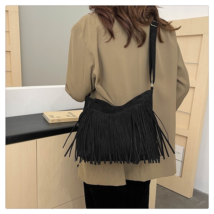 Bolsa Feminina Camurça Franja Ombro/Transversal Boho Chic