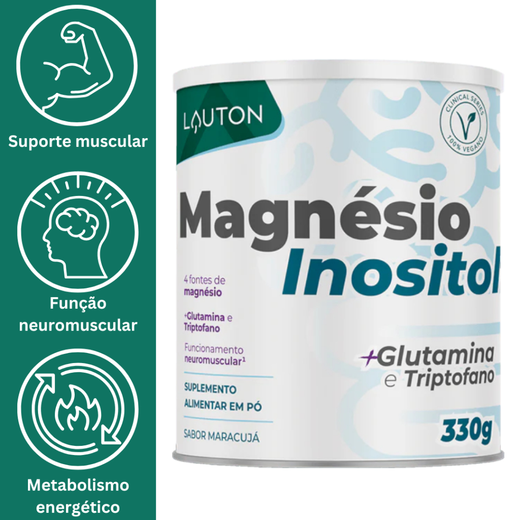 MAGNÉSIO INOSITOL COM GLUTAMINA E TRIPTOFANO | SABOR MARACUJA 330G - LAUTON em Oferta na Shopee