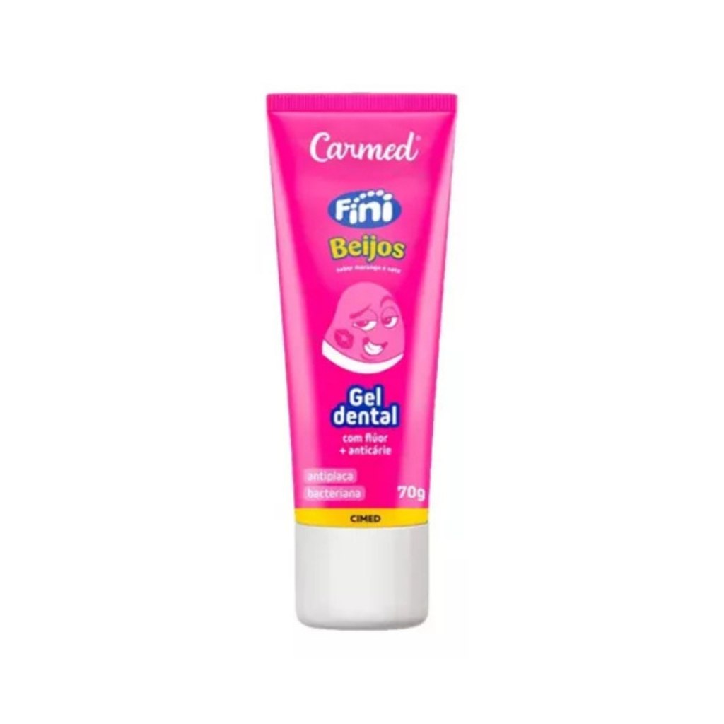 Gel Dental Carmed Fini Sabor Beijos Bom Hálito Dentes Brancos Língua Limpeza 70g