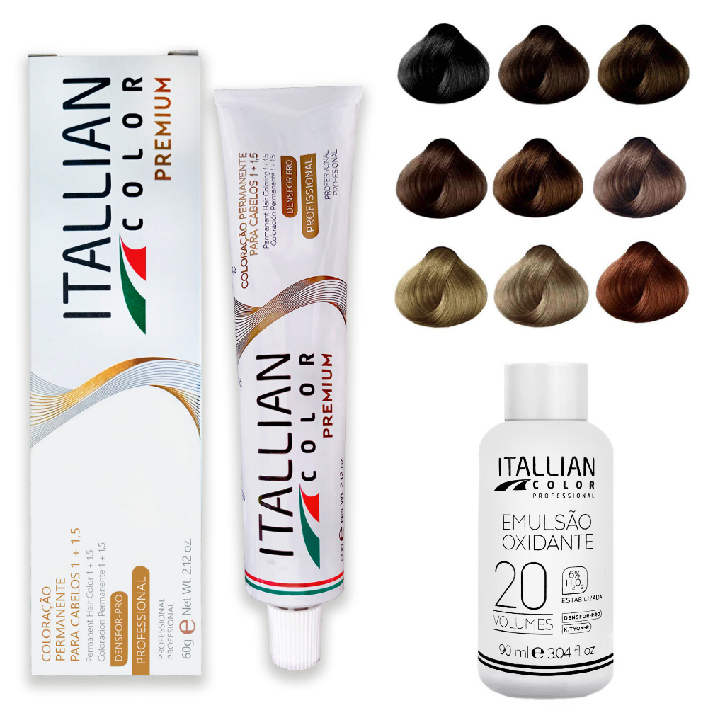 Kit Coloração Capilar + Emulsão Oxi 20 Volumes Itallian Color em Oferta na Shopee