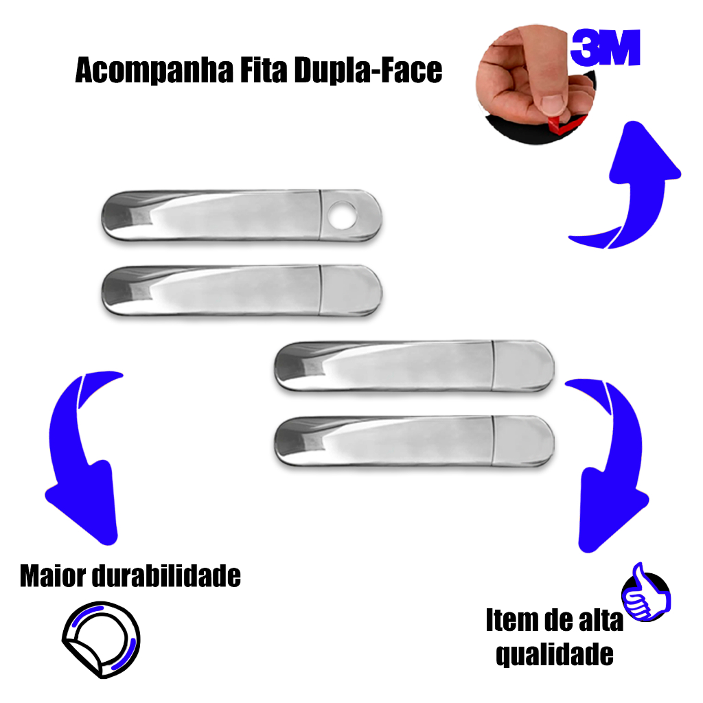 Kit Apliques de Maçanetas para Gol e Parati G3 G4 1999 a 2014 - 4 Portas — imagem 2 de 2