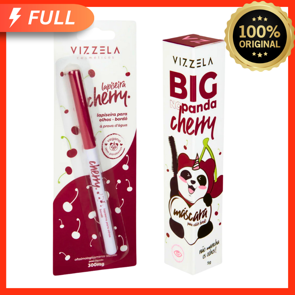 KIT Máscara Para Cílios Big No Panda Cherry + Lapiseira Cherry - Vizzela