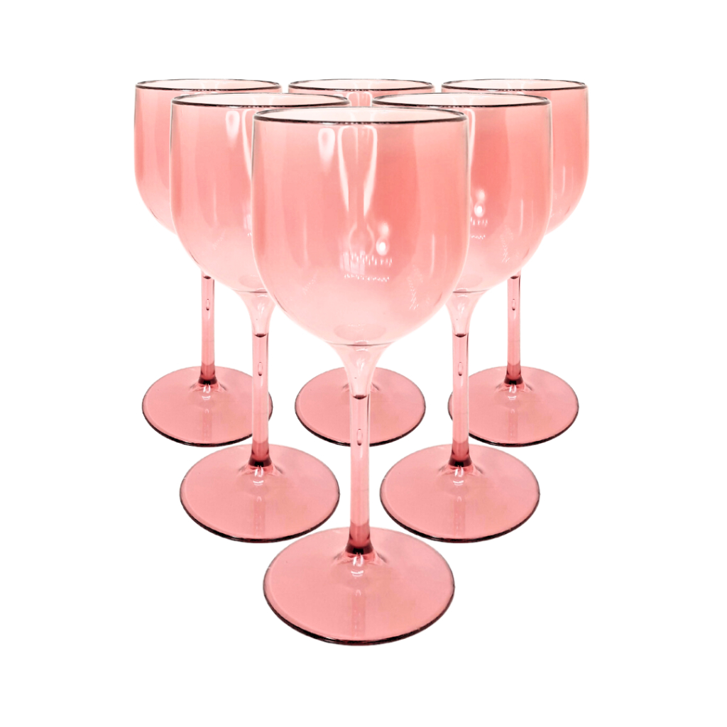 6 Taças De Vinho Acrílico Cristal Translúcido 280ml Premium Sofisticação e Estilo