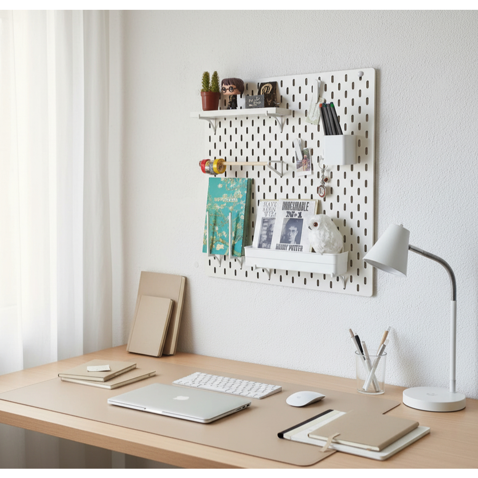 Painel Pegboard Estudo & Organização GEEK 56x56cm Branco em Oferta na Shopee