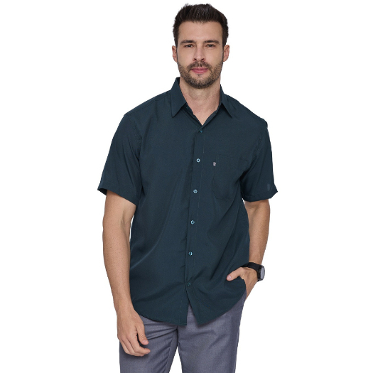 Camisa Social Masculina Amil Microleve Manga Curta Várias Cores do P ao Plus Size - Envio Imediato
