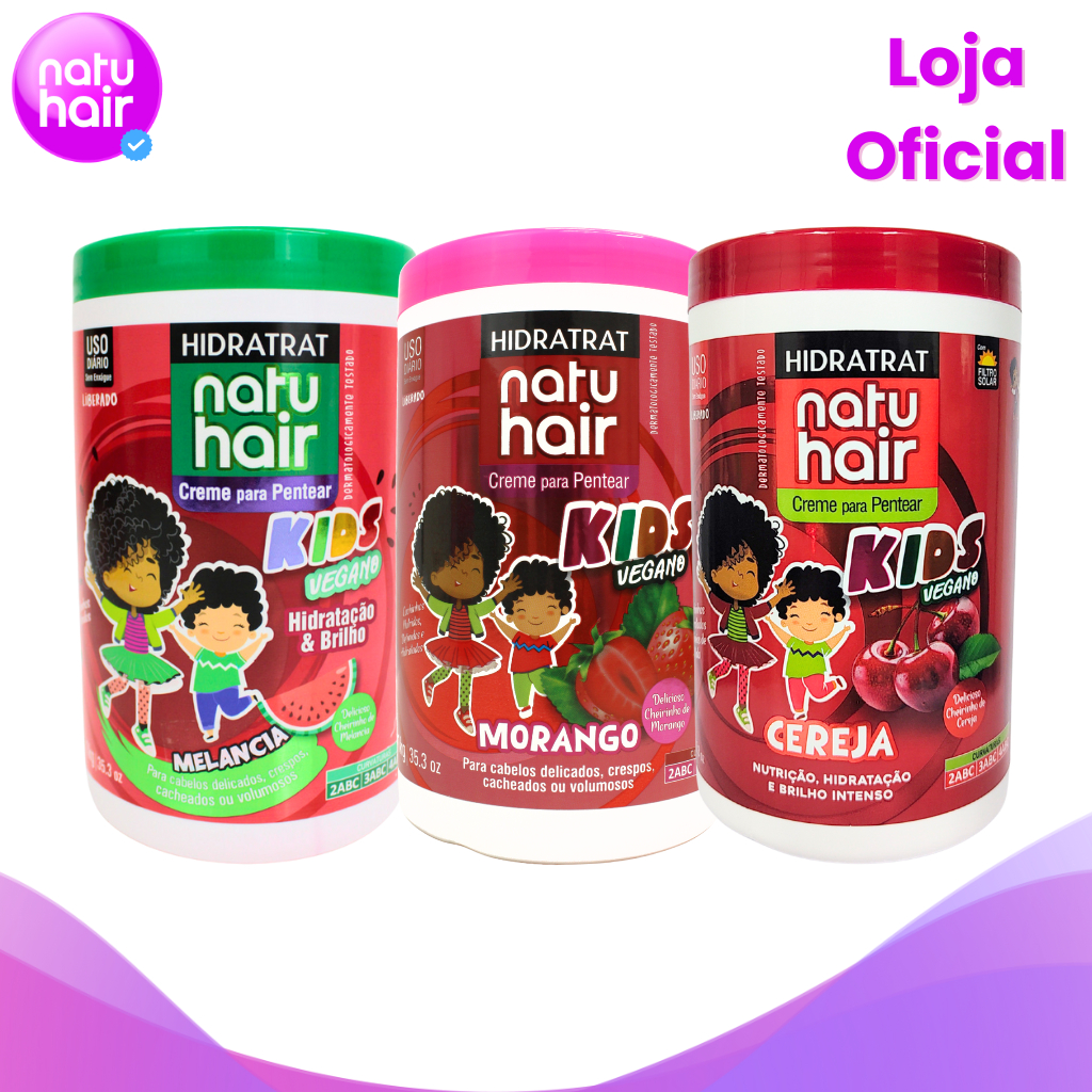 Kit Creme para Pentear Frutas Vermelhas 1kg: Melancia + Morango + Cereja em Oferta na Shopee