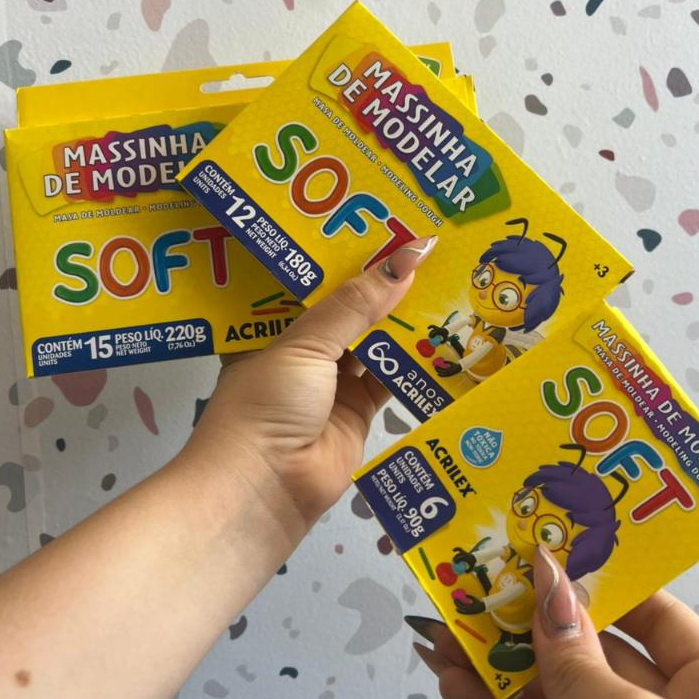 Massinha de Modelar Soft Acrilex Abelhinhas 6 Cores 12 Cores ou 15 Cores Escolar Infantil em Oferta na Shopee