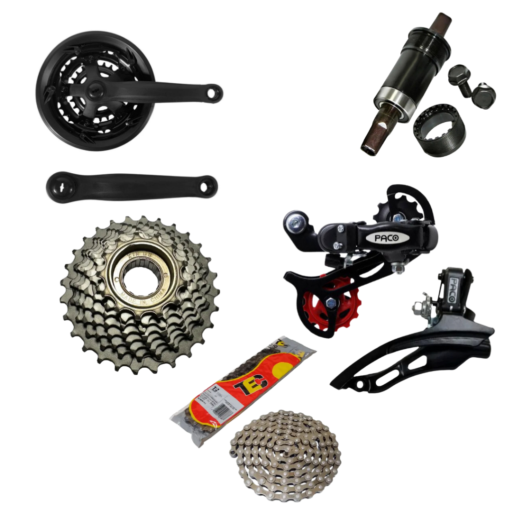 Kit Transmissão Bike 21 Velocidades GTS   – Pedivela Triplo, Câmbios, Catraca 7v, Corrente e Movimento Central