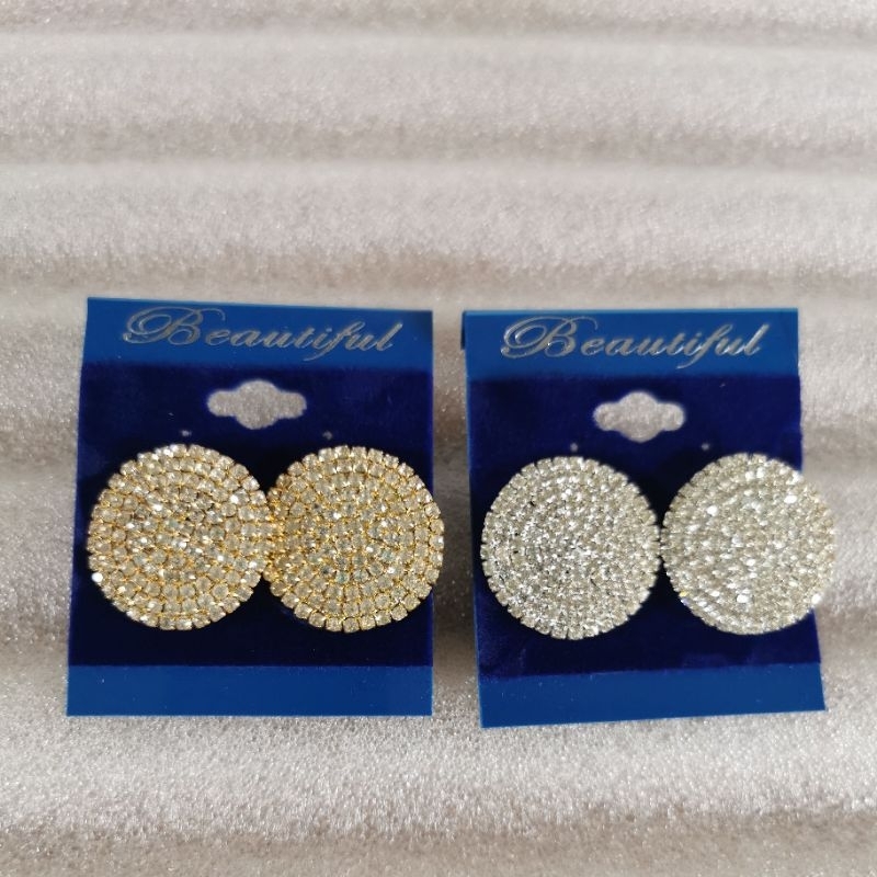 💎 Brinco Luxo Feminino Redondo com Strass Dourado Prateado Brinco Glamour Cintilante para Festa Casamento Elegan B310035 em Oferta na Shopee