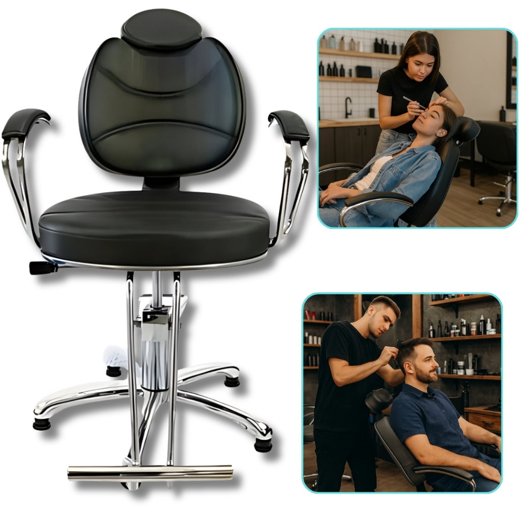 Cadeira Barbeiro Hidráulica Reclinável Ajustável Profissional Cabeleireiro Barbeiro Maquiagem Estética Salão de Beleza