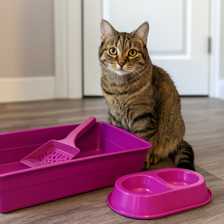 Kit Caixa de Areia para Gatos Bandeja + Comedouro Duplo + Pá Higiênica em Oferta na Shopee